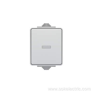 Screwless Terminal 2 Way Light Switch with LED Surface Mounting IP65 electrical socket eu affordable durable wall sockets